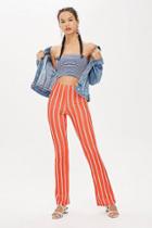 Topshop Red Striped Flared Trousers