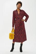 Topshop Petite Print Horn Button Midi Shirt Dress