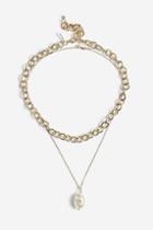 Topshop *chain And Pearl Necklace