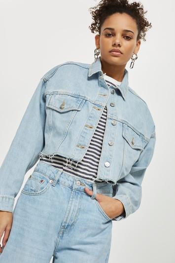 Topshop Raw Hem Cropped Denim Jacket