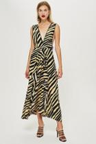 Topshop Petite Sand Zebra Pinafore Dress