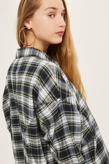 Topshop Boxy Panel Checked Shirt