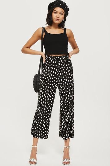 Topshop Spot Plisse Trousers