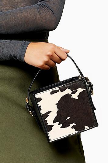 Topshop Gracie Cow Print Boxy Bag
