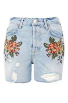 Topshop Moto Cross Stitch Floral Ashley Shorts