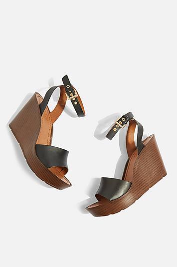 Topshop Black Two Part Wedges