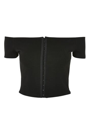 Topshop Bardot Hook & Eye Crop Top
