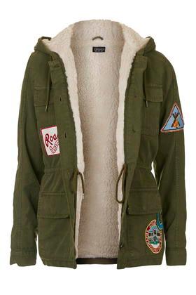 Topshop Badged Hooded Jacket