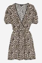 Topshop Leopard Wrap Mini Dress