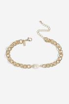 Topshop *chain And Pearl Choker Necklace