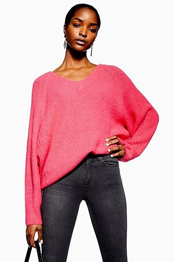 Topshop Super Soft V-neck Longline Jumper