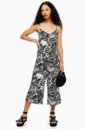 Topshop Petite Monochrome Print Jumpsuit