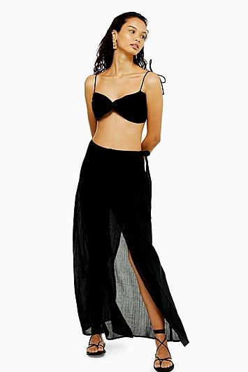 Topshop Wrap Tie Maxi Skirt