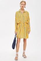 Topshop Petite Stripe Drawstring Shirt Dress