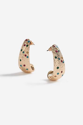 Topshop *stone Set Hoop Earrings