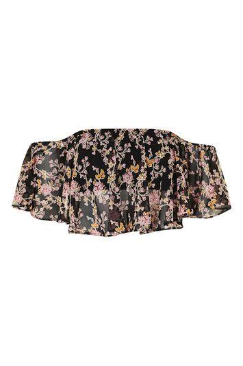 Topshop Cold Shoulder Frilly Bardot Blouse