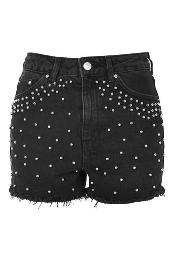 Topshop Moto Disco Ball Denim Mom Shorts