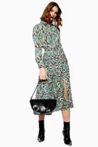 Topshop Python Pleated Shirt Dress