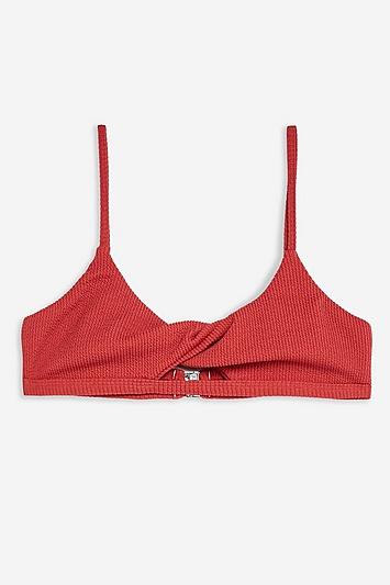 Topshop Twist Front Bikini Top By Mink Pink
