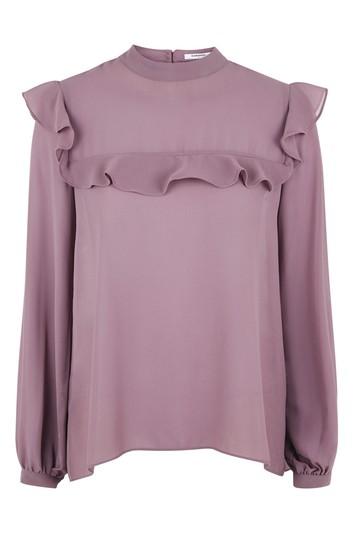 Topshop *frilled Sheer Blouse By Glamorous
