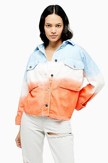 Topshop Tall Tie Dye Raw Hem Shacket