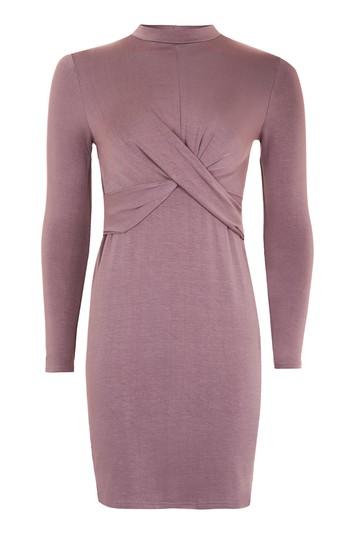 Topshop Petite Long Sleevetwist Front Bodycon Dress
