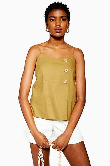 Topshop Olive Button Wrap Cami
