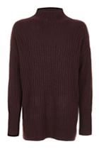 Topshop Tall Oversized Ribbed Knitted Funnel Jumper