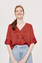 Topshop Spot Animal Tie Back Blouse