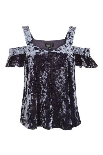 Topshop Velvet Polly Bardot Top