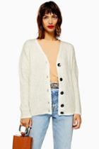 Topshop Oat Knitted Super Soft Ribbed Cardigan