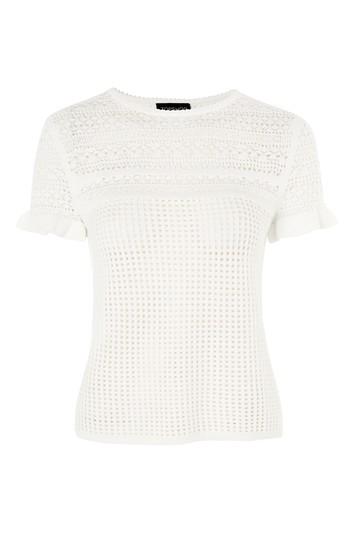 Topshop Stitchy Crochet Ruffle T-shirt