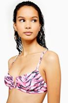Topshop Tiger Print V-detail Bikini Top