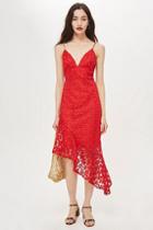 Topshop Lace Plunge Asymmetrical Hem Dress