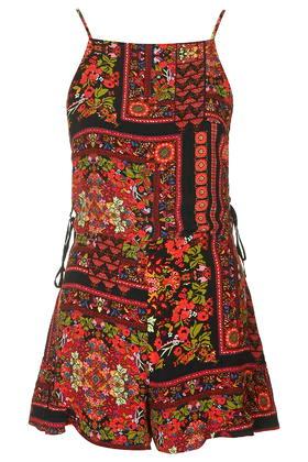 Topshop Scarf Print Tie-side Romper