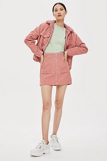 Topshop Corduroy Skirt With Zip
