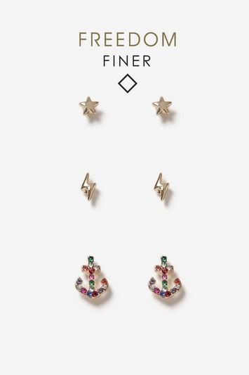 Topshop Fine Rainbow Anchor Earrings