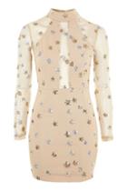 Topshop *long Sleeve Star Sequin Mini Dress By Rare