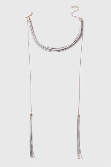 Topshop Grey Wrap Choker Necklace