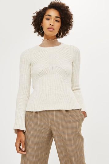 Topshop Knitted Peplum Sweater