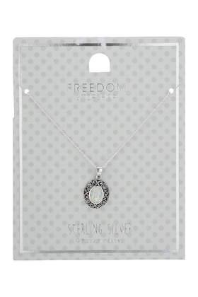 Topshop Sterling Silver Oval Drop Necklace
