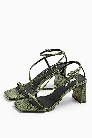 Topshop Nico Green Set Back Heels