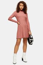 Topshop Blush Pink Cut And Sew Shirred Mini Dress