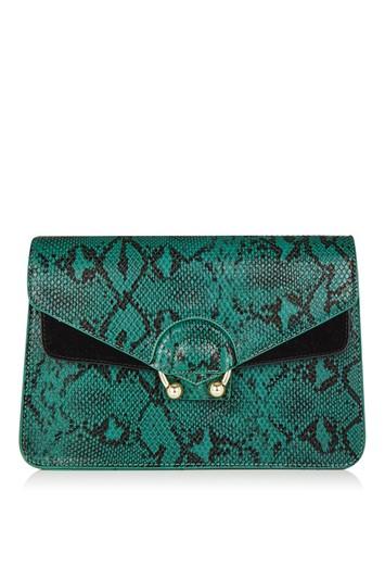 Topshop *green Snake Town Midi Bag By Skinnydip
