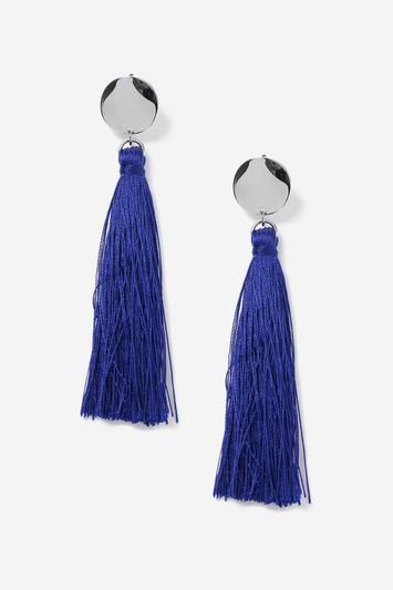 Topshop Blue Stud Tassel Drop Earrings
