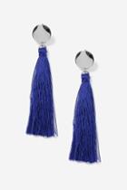 Topshop Blue Stud Tassel Drop Earrings