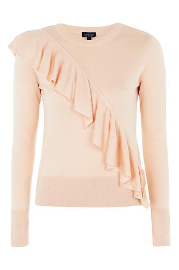 Topshop Diagonal Frill Knit Top