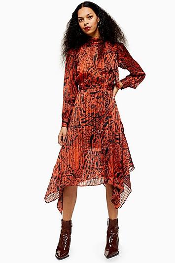Topshop Petite Pussybow Paisley Dress
