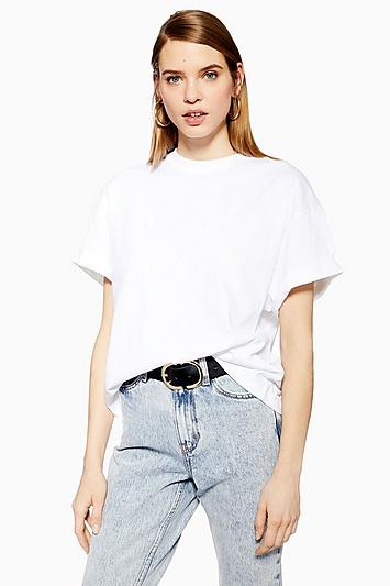 Topshop Tall Boxy Roll Sleeve Tee