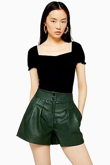 Topshop Black Short Sleeve Ruched T-shirt